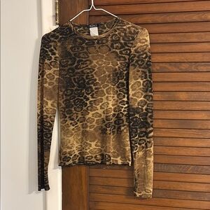 Allen B. By Allen Schwartz Animal Print Long Sleeve Blouse